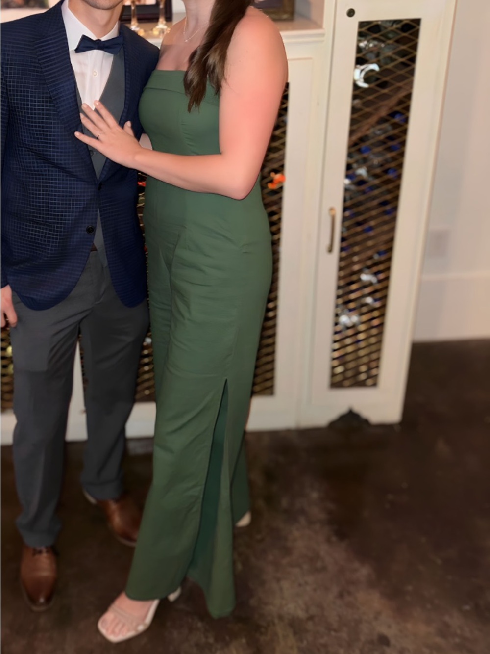 Petal & Pup Olive Strapless Jumpsuit with Side Slit